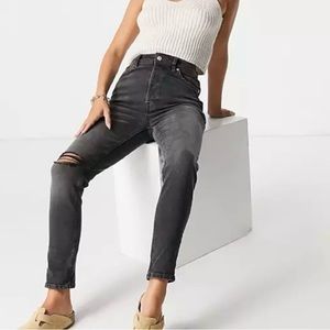 FREE PEOPLE High Rise Dark Grey Zuri Mom Jeans Size 27